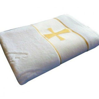 Рушник для хрещення. Крижма махрова з жакардовим візерунком і вишивкою золотом