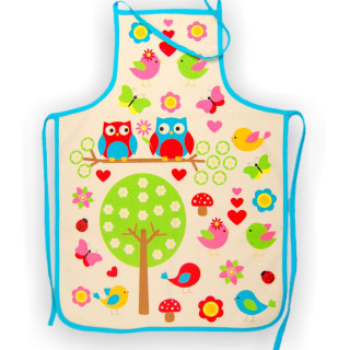 Махровий кухонний фартух Веселі птахи синій