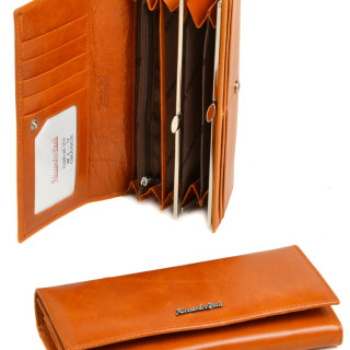 Гаманець жіночий натуральна шкіра, яскраво-червоний (оранж).