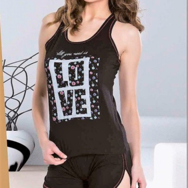 Комплект жіночий трикотажний, турція, майка із шортами7160