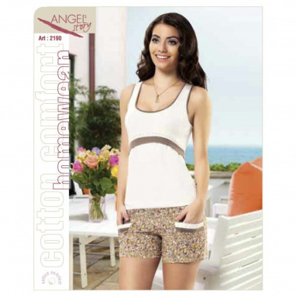 Комплект жіночий трикотажний, турція, майка із шортами 2190