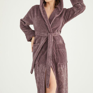 Nusa Халат жіночий із капюшоном Nusa 8655 коричневий