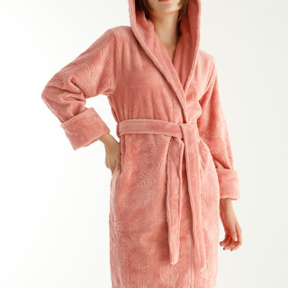 Nusa Халат жіночий із капюшоном Nusa 8665 пудра