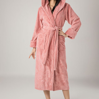 Nusa Халат жіночий із капюшоном Nusa 8655 пудра