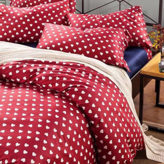 Яскраво-червоний комплект з єгипетської бавовни в дрібні серця