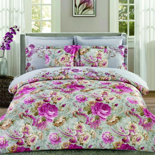 Євро комплект постільної білизни Сатин ТРОЯНДА