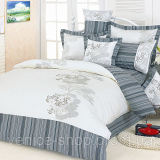 Комплект постільної білизни євро Le Vele, Marisa, сатин вишивка