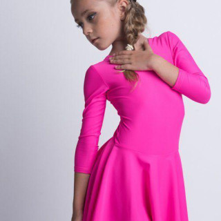 Купальник зі спідницею для хореографії для дівчаток трикотажний для танців і гімнастики. Розмір 140-146 синій елек