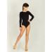 Купальник гімнастичний (трико) з довгим рукавом для танців трикотаж, біфлекс.