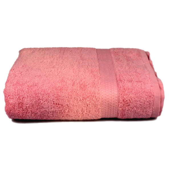 Рушник махровий гладкофарбований з бордюром 70х140 см, 350 г/м2 (рожевий) Рушник махровий гладкофарбований з бордюром 70х140 см, 350 г/м2 (рожевий)
