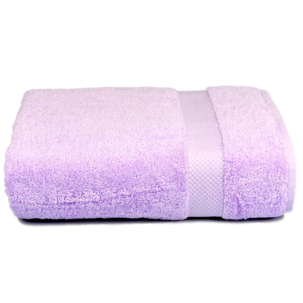 Рушник махровий гладкофарбований з бордюром 70х140 см, 500 г/м2 (ліловий) Рушник махровий гладкофарбований з бордюром 70х140 см, 500 г/м2 (ліловий)
