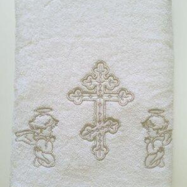 Полотенце махровое крестильное Крыжма, 90х90, 420г/м2 (белое с серебром) Полотенце махровое крестильное Крыжма, 90х90, 420г/м2 (белое с серебром)