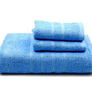 Рушник гладкофарбовий махровий (блакитний), 40х70 см