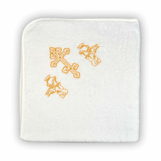 Рушник махровий хрещатий Крижма, 90х90 см, 450 г/м2 (білий із золотом)