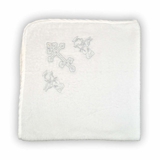 Полотенце махровое крестильное Крыжма, 90х90см, 450г/м2 (белое с серебром)