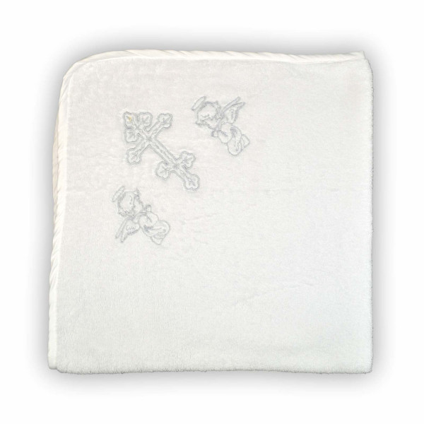 Рушник махровий хрещатий Крижма, 90х90 см, 450 г/м2 (білий зі сріблом) Рушник махровий хрещатий Крижма, 90х90 см, 450 г/м2 (білий зі сріблом)