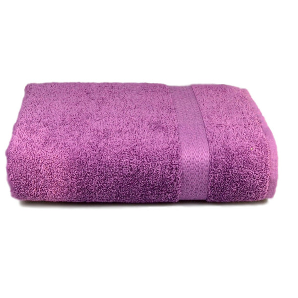 Рушник махровий гладкофарбований з бордюром 70х140 см, 350 г/м2 (ліловий) Рушник махровий гладкофарбований з бордюром 70х140 см, 350 г/м2 (ліловий)