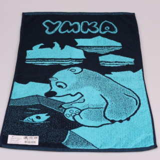 Махровий рушник лицьовий 50*90 дизайн Умка, колір блакитний