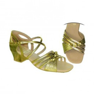 Туфлі танцювальні для дівчинки блок підборів колір золото