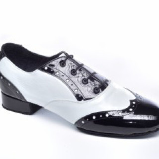 Туфлі танцювальні чоловічі стандарт чорно-білі.