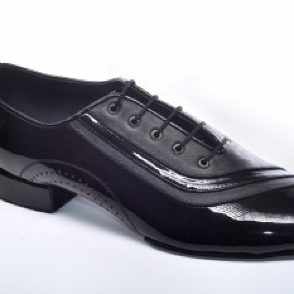 Туфлі танцювальні чоловічі стандарт чорні шкіра+лак Туфлі танцювальні чоловічі стандарт чорні шкіра+лак