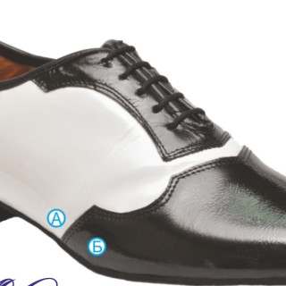 Туфл танцювальні чоловічі СТАНДАРТ, чорно-білий з натуральної шкіри чи лака!