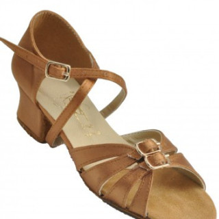 Туфлі танцювальні для дівчинки на блок-каблуці бежеві сатин