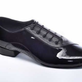 Туфлі танцювальні чоловічі стандарт чорні шкіра+лак