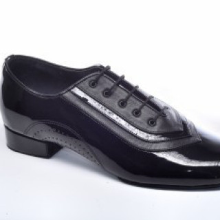 Туфлі танцювальні чоловічі стандарт чорні шкіра+лак