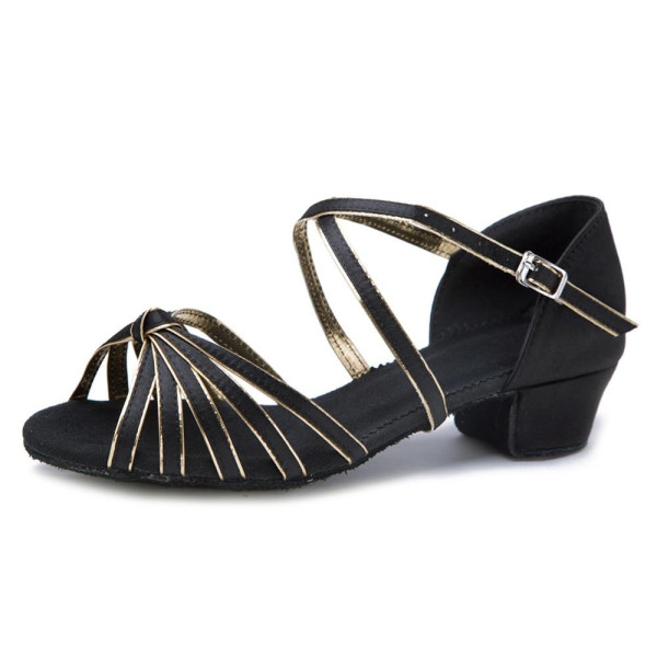 Туфлі танцювальні для дівчинки на блок-каблуку сатин синій Туфлі танцювальні для дівчинки на блок-каблуку сатин синій