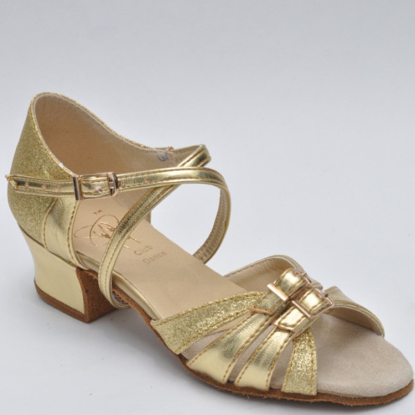 Туфлі бальні для дівчинки, блок золото дзеркальний Туфлі бальні для дівчинки, блок золото дзеркальний