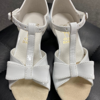 Туфлі для танців блок-каблук, білий лак