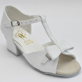 Туфлі танцювальні для дівчинки на блок-каблуку білі