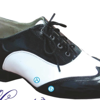 Туфлі танцювальні чоловічі Стандарт! чорно-білий колір, лакові