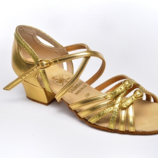 Туфлі танцювальні для дівчинки, блок підборів, золото