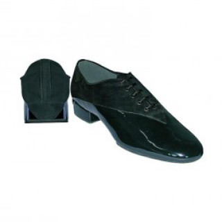 Туфлі танцювальні чоловічі стандарт чорні шкіра + бляк