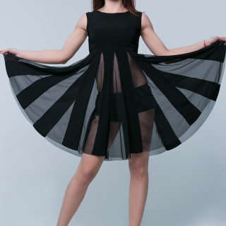 Плаття латина PLT732001 Париж (48, чорний, із сіткою, олія)