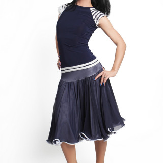 ENSOUL Блуза RLT72213621 Рюша (30, темно-синій, білий)