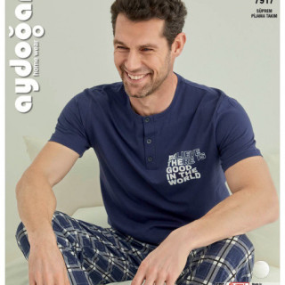 Чоловічий домашній комплект із трикотажу бавовняного (піжама), Туреччина