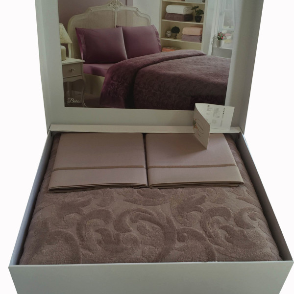 Літній набір покривало з простирадлом і наволочкам " Tivolyo Home" кольору Шоколада Літній набір покривало з простирадлом і наволочкам " Tivolyo Home" кольору Шоколада