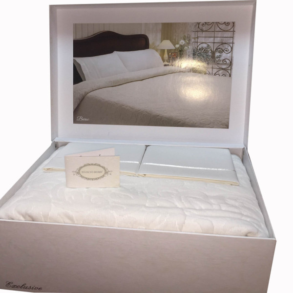 Літній набір покривало з простирадлом і наволочкам " Tivolyo Home" кольору Ванілі Літній набір покривало з простирадлом і наволочкам " Tivolyo Home" кольору Ванілі