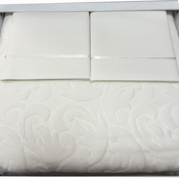 Літній набір покривало з простирадлом і наволочкам " Tivolyo Home" кольору Ванілі Літній набір покривало з простирадлом і наволочкам " Tivolyo Home" кольору Ванілі