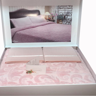 Літній набір покривало з простирадлом і наволочкам від Тм "Тиvolyo Home" кольору пиляльної Троянди