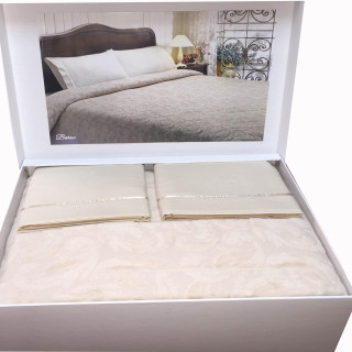 Літній набір покривало з простирадлом і наволочкам від Тм "Тиvolyo Home" кольору Капучино