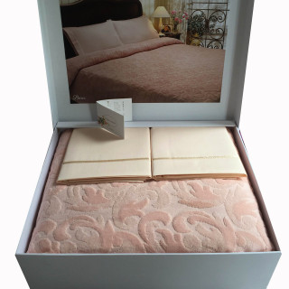 Літній набір покривало з простирадлом і наволочкам від Тм "Тиvolyo Home " кольору Персик