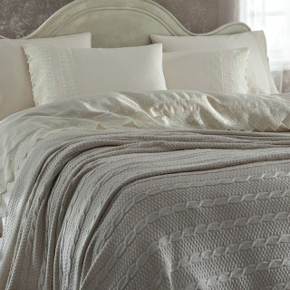 Мереживний комплект постільної білизни з в'язаним пледом тм Gellin Home