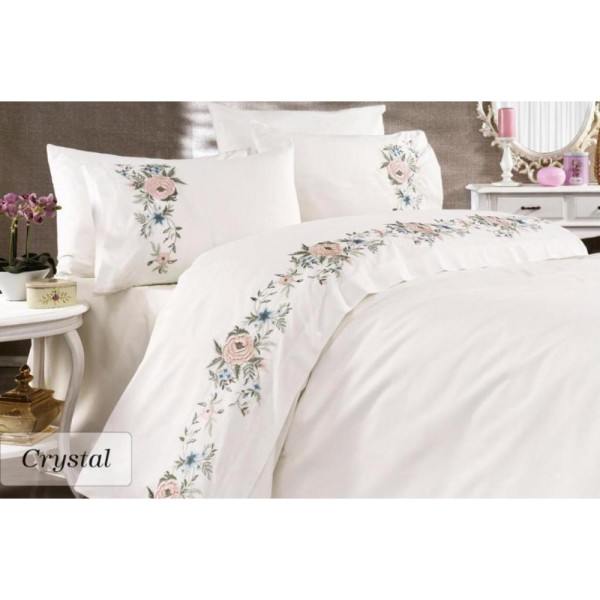 Комплект постільної білизни ранфорс з вишивкою MAYS Crystal V01 євро Комплект постільної білизни ранфорс з вишивкою MAYS Crystal V01 євро
