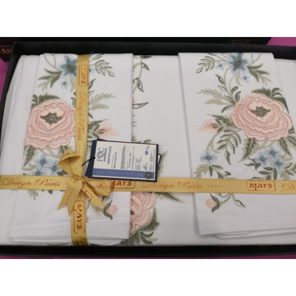 Комплект постільної білизни ранфорс з вишивкою MAYS Crystal V01 євро Комплект постільної білизни ранфорс з вишивкою MAYS Crystal V01 євро