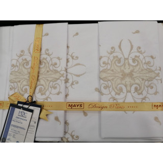 Комплект постільної білизни ранфорс з вишивкою MAYS Elegan V01 євро