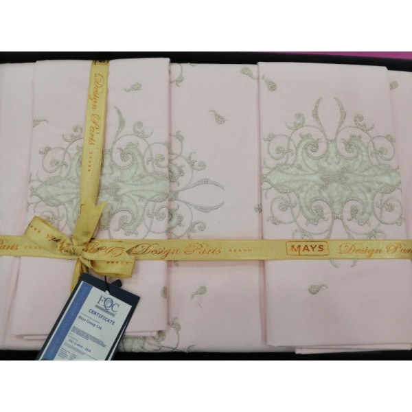 Комплект постільної білизни ранфорс з вишивкою MAYS Elegan V17 євро Комплект постільної білизни ранфорс з вишивкою MAYS Elegan V17 євро